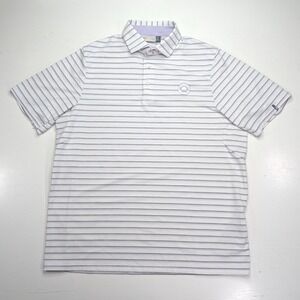 KJUS Soren Multistripe Polo Mens 52 L White Purple Stonebridge CC UPF 50+